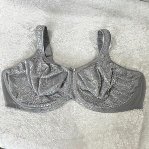 Breezies Wild Rose Seamless Underwire Support Bra Core Gray Plus Size 48DDD
